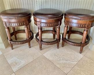3 leather top, swivel stools