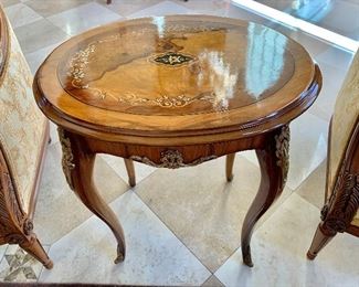 Fine Arts Company Italian inlayed, ormolu side table