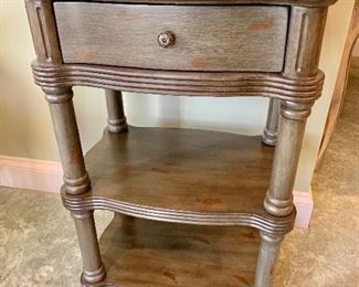 Distressed hunter green side table
