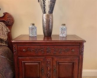 Hekman - two door, one drawer carved night stand