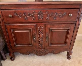 Hekman - two door, one drawer carved night stand