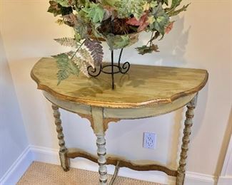 Distressed demilune table