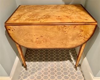 Burl wood drop leaf table