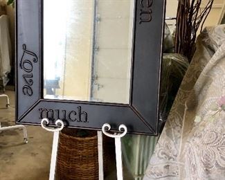 "Laugh Often, Love Much" mirror on stand