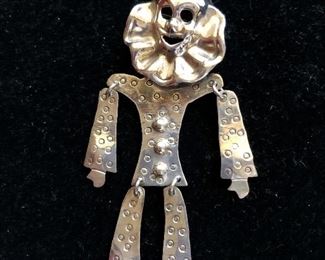 Sterling silver clown pin