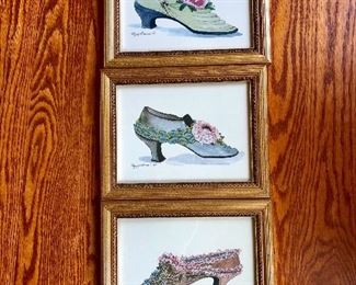 Framed vintage shoe prints