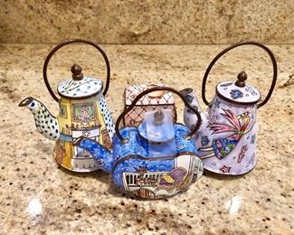 Miniature enamel teapots