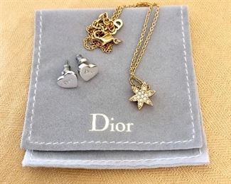 Christian Dior necklace and heart earrings