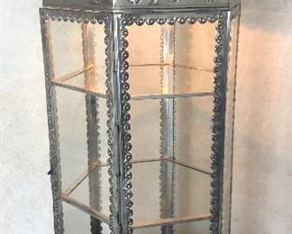 Punched tin display case , lighted, from Mexico