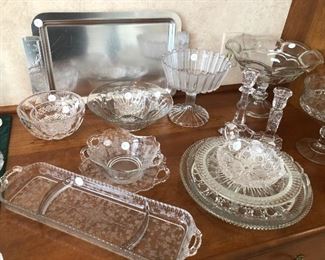 vintage etched glass and crystal 