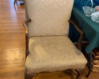 #7 Cream Fabric w/arch Back and wood arms  $ 75.00