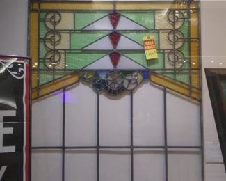 Huge Victorian Stainglass Window  48x38" and chain extension