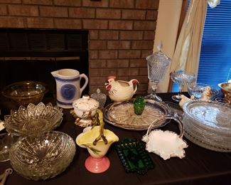 Fenton, Hull, compotes, Oyster and Pearl, Jeannette Glass
