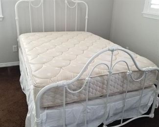 Pottery barn double bed frame headboard, footboard and mattress 
