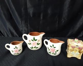 Stangle 1950s wild rose pottery with sugar dish