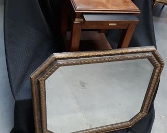 Side table, with hidden table drawer, mirror