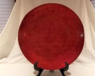 Lot #24   Large Lacquer plate on stand  $20.00