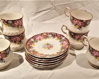 Lot #48  $15.00 set of English bone china teacups/saucers