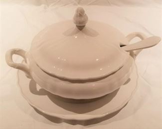 Lot #61  White Ironstone tureen with spoon and underplate   $60.00