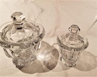 Lot #64  Pair of Baccarat Jam Jars with spoons  $40.00