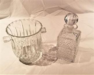 Lot #114  Crystal ice bucket and decanter  $16.00