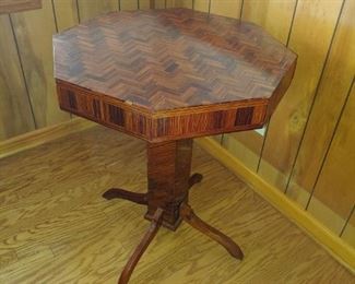 Beautiful handmade inlay table from wood from the Thomaston Mills