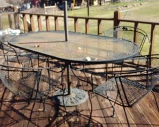 Glass top table patio set