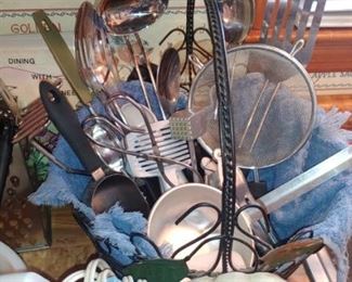 Basket of utensils we sell it all if you're going to do an estate sale don't throw anything away let us sell it... every dime adds up!!