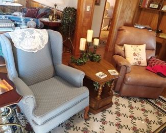 Pretty blue Queen Anne chair