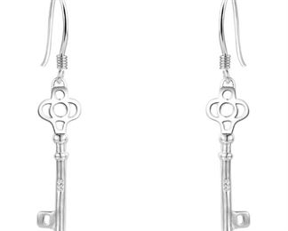 Sterling silver skeleton key earrings