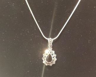 Sterling silver marcasite Onyx necklace