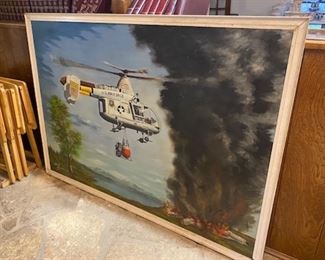 Large Air Force Helicopter Painting