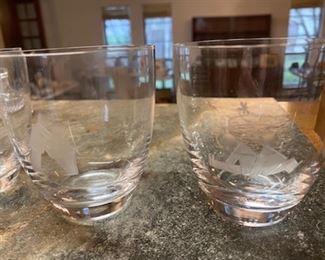 Barware Etched Set of 6 Two Gentlemen