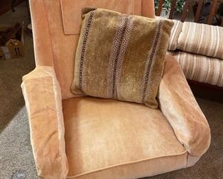 Mid-Century Swivel Velveteen Chair
