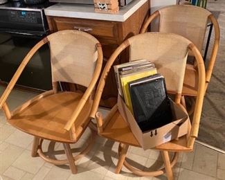 Vintage Bamboo Swivel Chairs