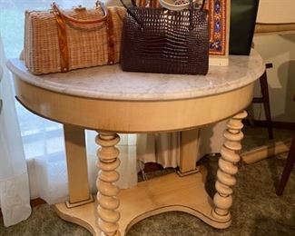 Marble Topped Crescent Table