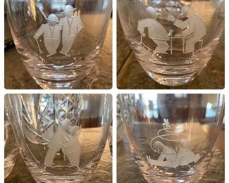 Barware Etched Set of 6 Two Gentlemen