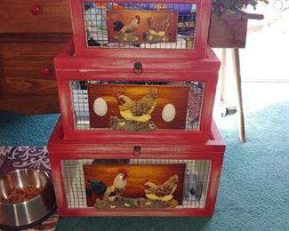 Beautiful decorative chicken boxes buy it now 50.00