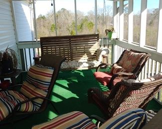 Screened in porch and open ports both full of furniture
Patio furniture outdoor furniture