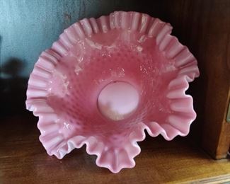 Fenton cased glass ruffled Edge Bowl