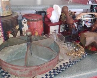 Love this antique galvanized lazy Susan