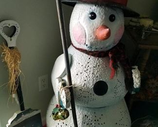 Tall metal snowman