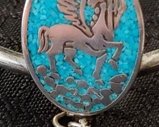 Unicorn sterling Slave bracelet ring set