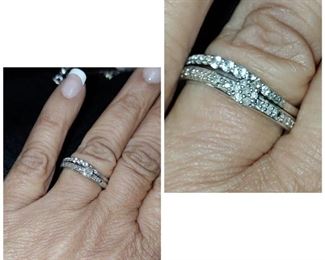 Sterling silver wedding ring set