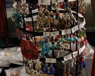 Lots of earrings and other costume jewelry