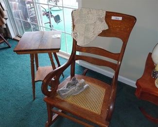 Beautiful antique oak rocker and antique oak table