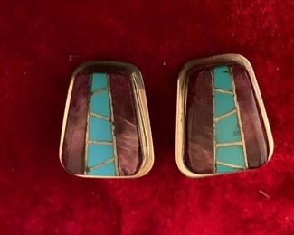 Ellouise Padilla, Native American, stone and sterling earrings