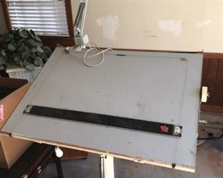 Vintage Drafting table with light