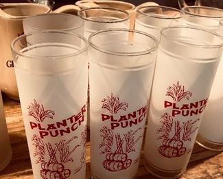 Large set of planters punch mix drink bar glasses
