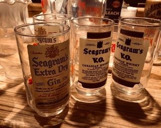 Large set of Seagrams bar glasses
